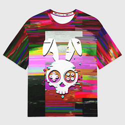 Футболка оверсайз женская Череп кролика - glitch, цвет: 3D-принт