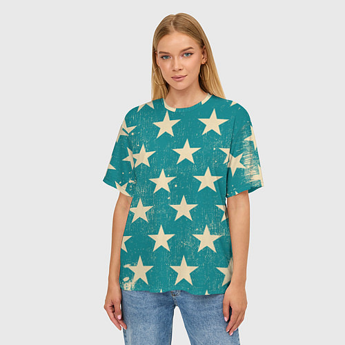 Женская футболка оверсайз Super stars / 3D-принт – фото 3