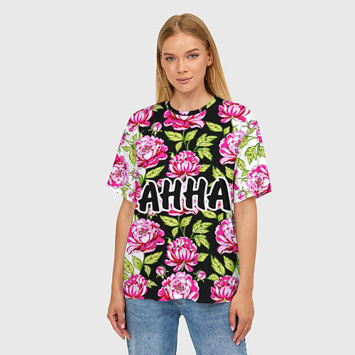 Женская футболка оверсайз Анна в цветах / 3D-принт – фото 3