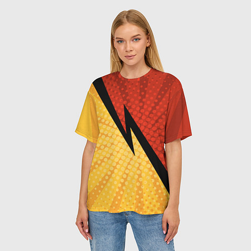 Женская футболка оверсайз Желтая красная молния / 3D-принт – фото 3