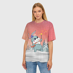 Футболка оверсайз женская Зайчик с волшебной палочкой, цвет: 3D-принт — фото 2