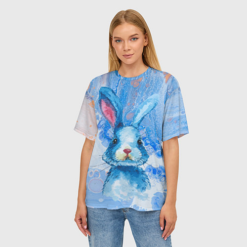 Женская футболка оверсайз Водяной заяц / 3D-принт – фото 3