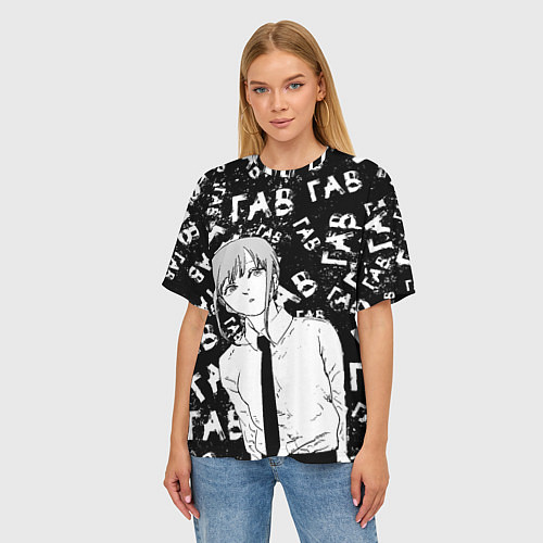 Женская футболка оверсайз Макима: гав-гав / 3D-принт – фото 3