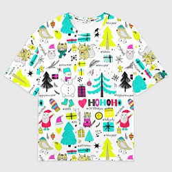 Футболка оверсайз женская Happy new year hohoho, цвет: 3D-принт