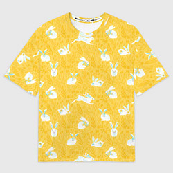 Футболка оверсайз женская Кролики на пшеничном поле, цвет: 3D-принт