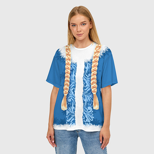 Женская футболка оверсайз Снегурка с косами / 3D-принт – фото 3