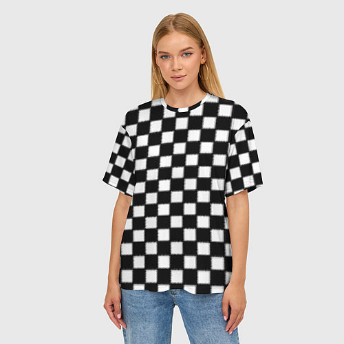 Женская футболка оверсайз Шахматная доска / 3D-принт – фото 3