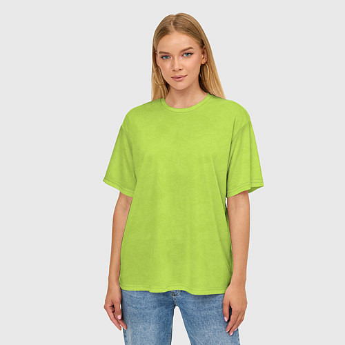 Женская футболка оверсайз Текстурированный ярко зеленый салатовый / 3D-принт – фото 3