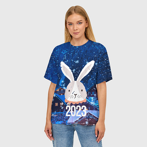 Женская футболка оверсайз 2023 крольчиха / 3D-принт – фото 3