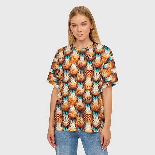 Женская футболка оверсайз Боевое одеяние шамана / 3D-принт – фото 3