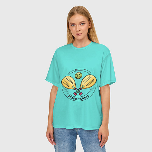 Женская футболка оверсайз Пляжный теннис - золотые ракетки / 3D-принт – фото 3