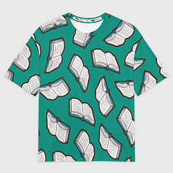 Женская футболка оверсайз Книжный узор