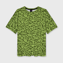 Женская футболка оверсайз Милитари листья в полоску