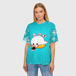 Футболка оверсайз женская Зайка скучает с телефоном, цвет: 3D-принт — фото 2