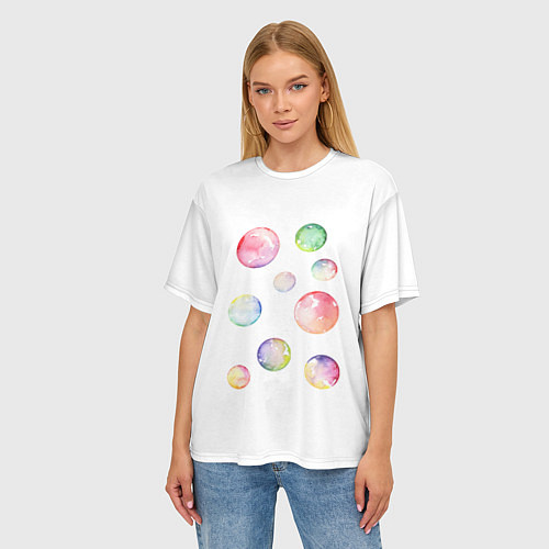 Женская футболка оверсайз Мыльные пузыри / 3D-принт – фото 3