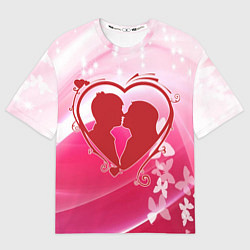 Футболка оверсайз женская Силуэт влюбленной пары и бабочки, цвет: 3D-принт