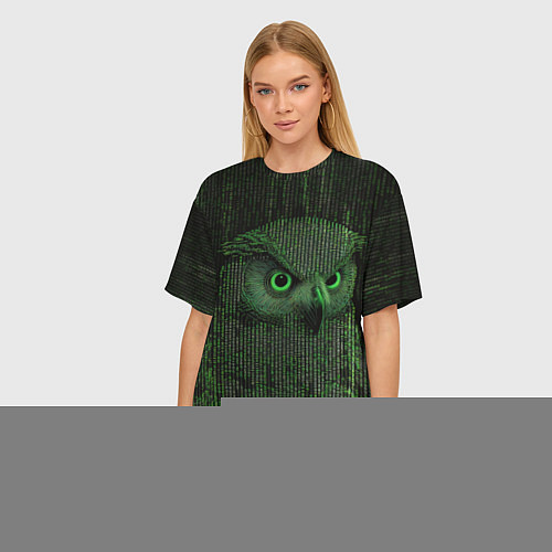 Женская футболка оверсайз Сова в стиле ASCII-графики / 3D-принт – фото 3