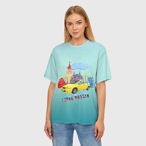 Женская футболка оверсайз Люблю все с России / 3D-принт – фото 3