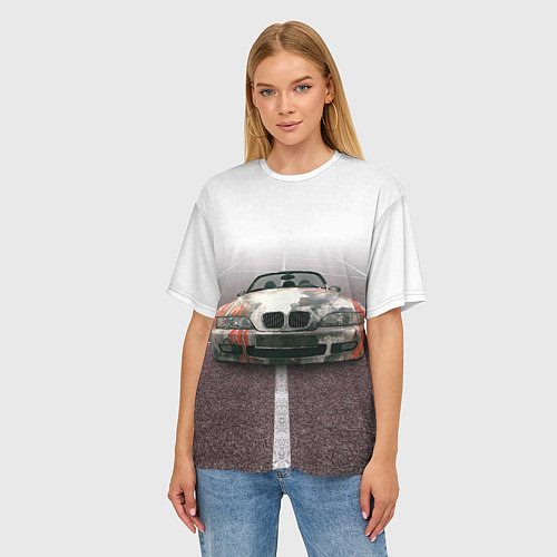 Женская футболка оверсайз Родстер BMW Z4 / 3D-принт – фото 3