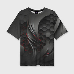 Футболка оверсайз женская Черные абстрактные плиты, цвет: 3D-принт