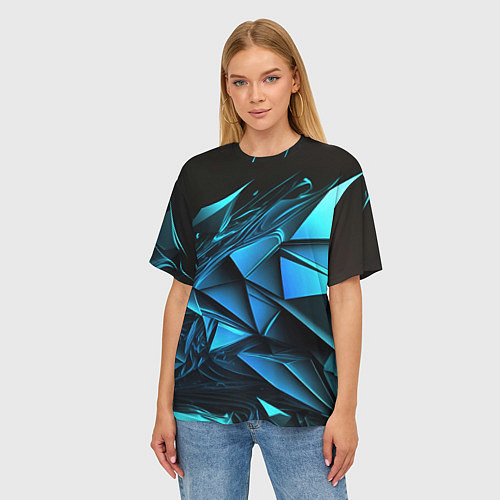 Женская футболка оверсайз Объемные абстрактные элементы / 3D-принт – фото 3