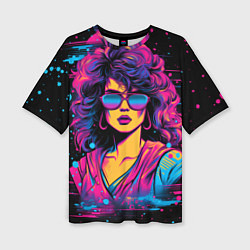Футболка оверсайз женская Lady - retrowave style, цвет: 3D-принт