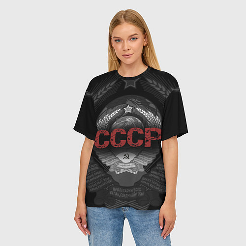 Женская футболка оверсайз Герб Советского союза с надписью СССР / 3D-принт – фото 3