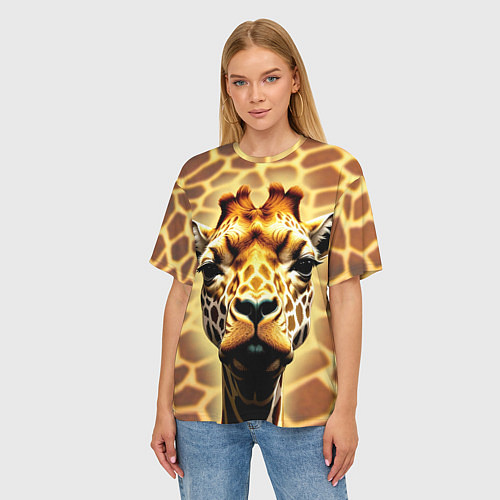 Женская футболка оверсайз Жирафа / 3D-принт – фото 3