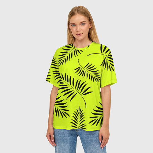 Женская футболка оверсайз Пальмовые ветви / 3D-принт – фото 3