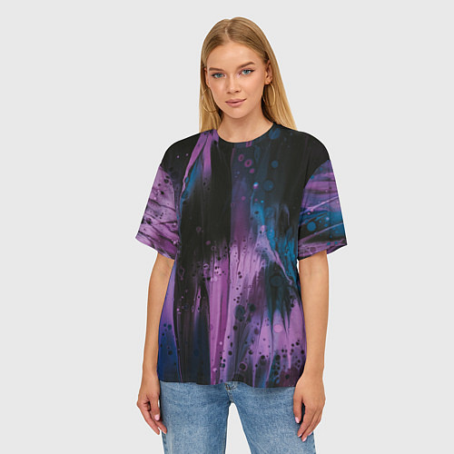 Женская футболка оверсайз Фиолетовые абстрактные тени / 3D-принт – фото 3