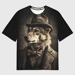 Футболка оверсайз женская Волк - винтажное фото, цвет: 3D-принт