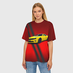Футболка оверсайз женская Спортивный американский автомобиль Chevrolet Camar, цвет: 3D-принт — фото 2
