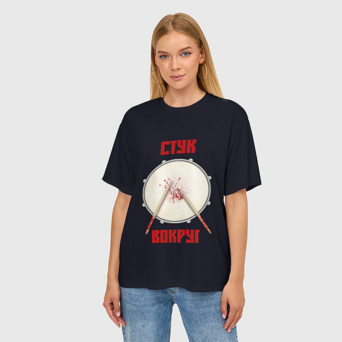 Женская футболка оверсайз Барабан и палочки / 3D-принт – фото 3