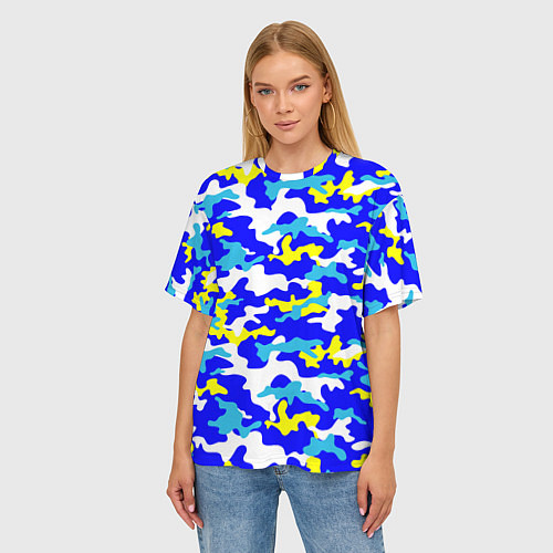 Женская футболка оверсайз Камуфляж летнее небо / 3D-принт – фото 3