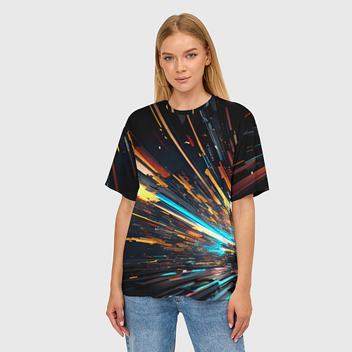 Женская футболка оверсайз Кубический взрыв / 3D-принт – фото 3