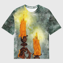 Футболка оверсайз женская Две свечи, цвет: 3D-принт