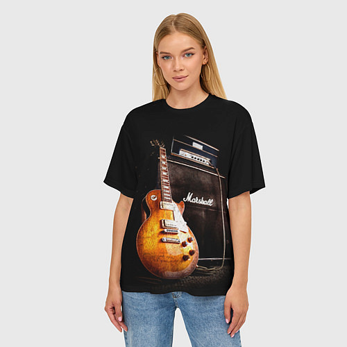 Женская футболка оверсайз Рокерская гитара / 3D-принт – фото 3