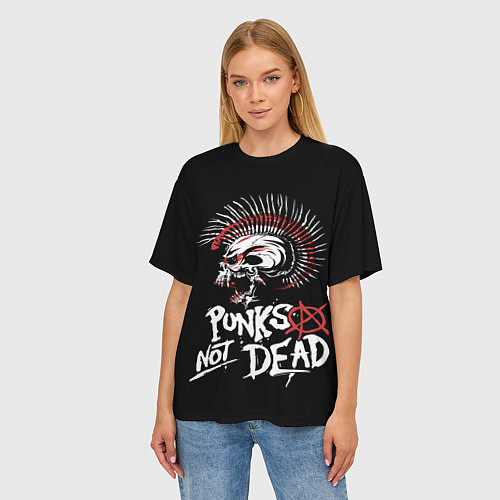 Женская футболка оверсайз Punks not dead - анархия / 3D-принт – фото 3