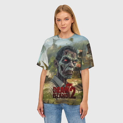 Женская футболка оверсайз Zombie dead island 2 / 3D-принт – фото 3