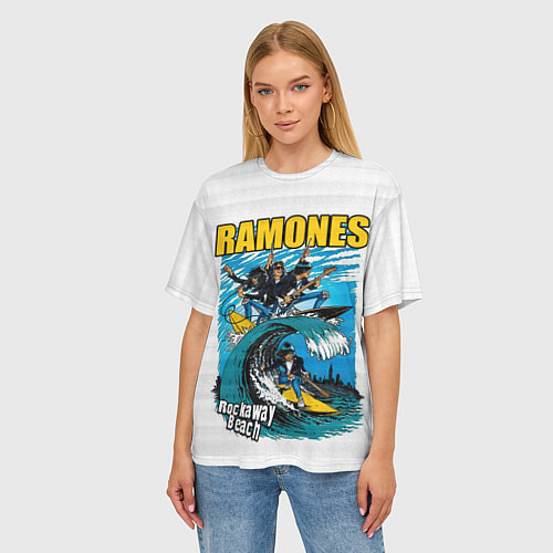 Женская футболка оверсайз Ramones rock away beach / 3D-принт – фото 3