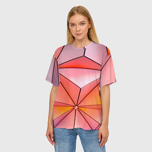 Женская футболка оверсайз Розовый обман зрения / 3D-принт – фото 3