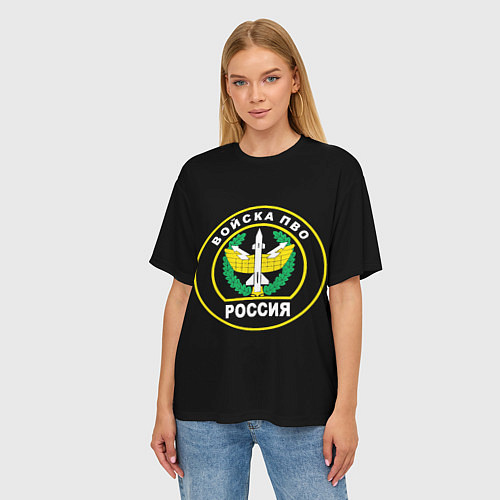 Женская футболка оверсайз ПВО России / 3D-принт – фото 3