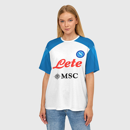 Женская футболка оверсайз Виктор Осимхен Наполи форма 2223 гостевая / 3D-принт – фото 3