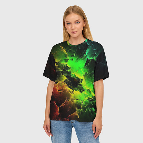 Женская футболка оверсайз Зеленое небо / 3D-принт – фото 3
