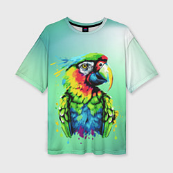 Футболка оверсайз женская Разноцветный попугай, цвет: 3D-принт