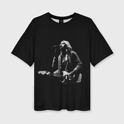 Женская футболка оверсайз Курт Кобейн с гитарой