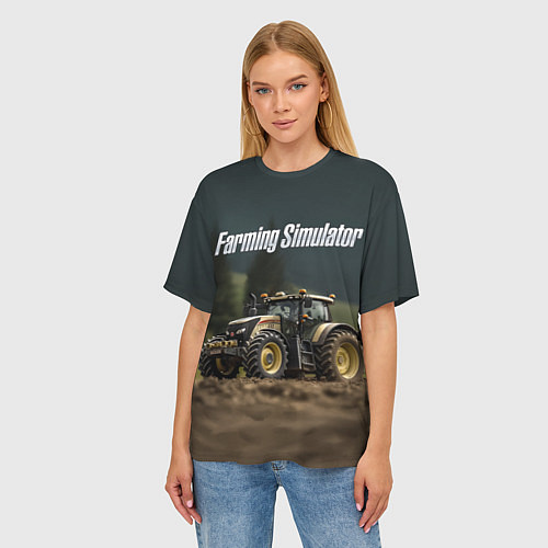 Женская футболка оверсайз Farming Simulator - Игрушечный желтый / 3D-принт – фото 3