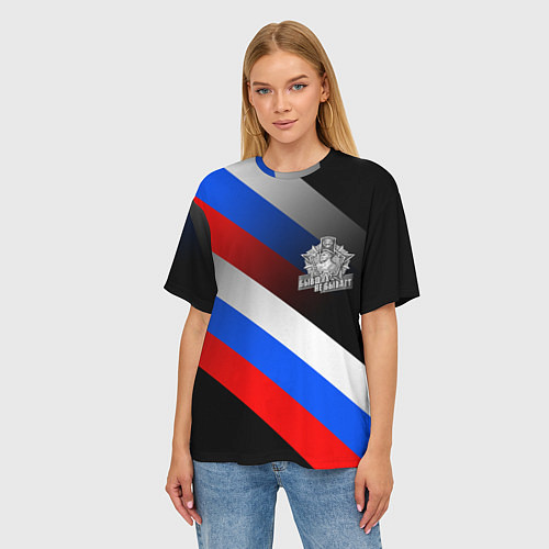 Женская футболка оверсайз Пограничные войска - флаг РФ / 3D-принт – фото 3
