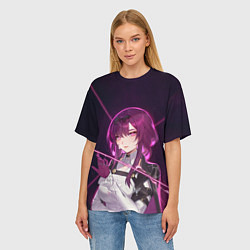 Футболка оверсайз женская Кафка на фоне звёздного неба, цвет: 3D-принт — фото 2