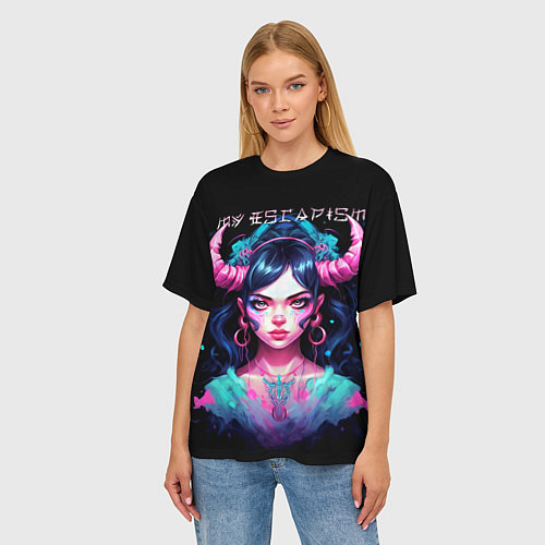 Женская футболка оверсайз Fantasy girl - my escapism / 3D-принт – фото 3